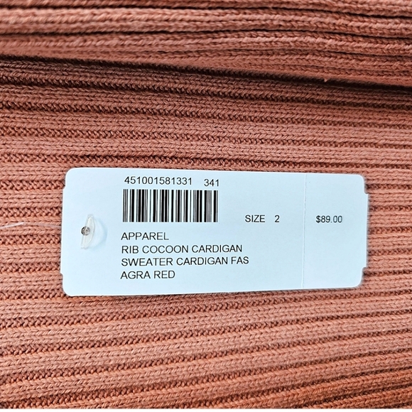 NWT Chico's Ribbed Cocoon Cardigan Agra Red Sz Large Coral Casual Cotton Preppy - Picture 15 of 16